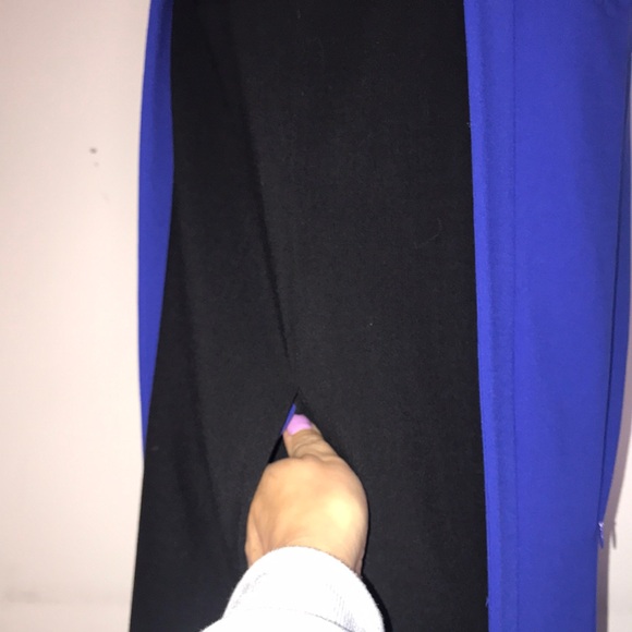 Tahari ASL Blue & Black Sheath Midi Dress Size 4 - Picture 5 of 10